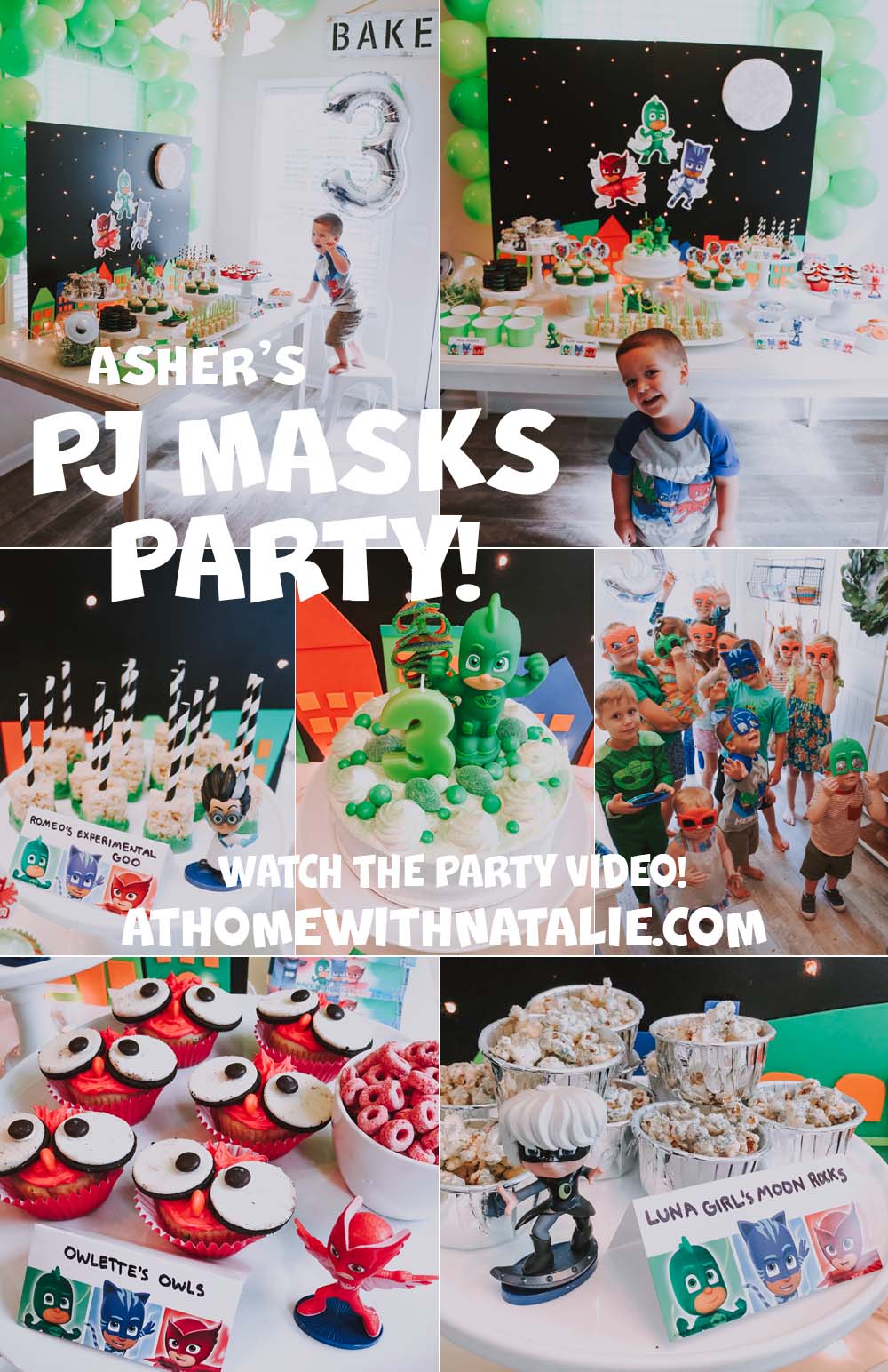 Asher's PJ Masks Birthday Party Video, Photos and DIY Details! Home With Natalie