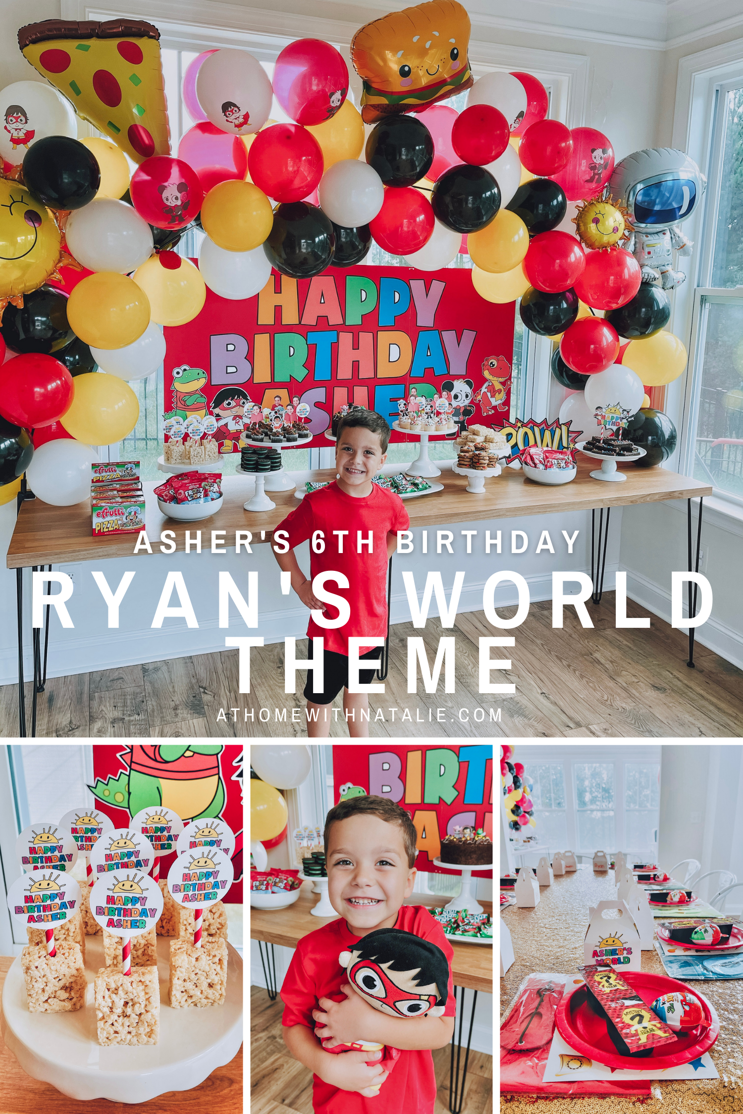 Asher's 6th Birthday – Ryan's World Theme – At Home With Natalie