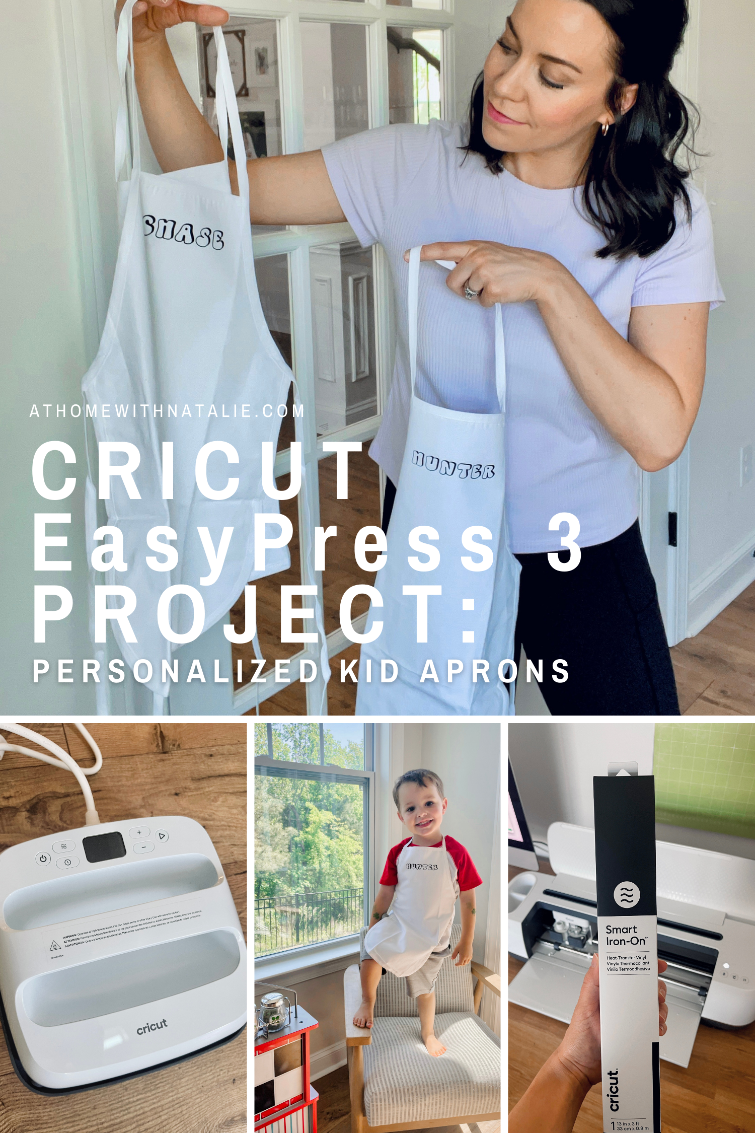 Cricut EasyPress 3 Project – Personalized Kid Aprons – At Home With Natalie